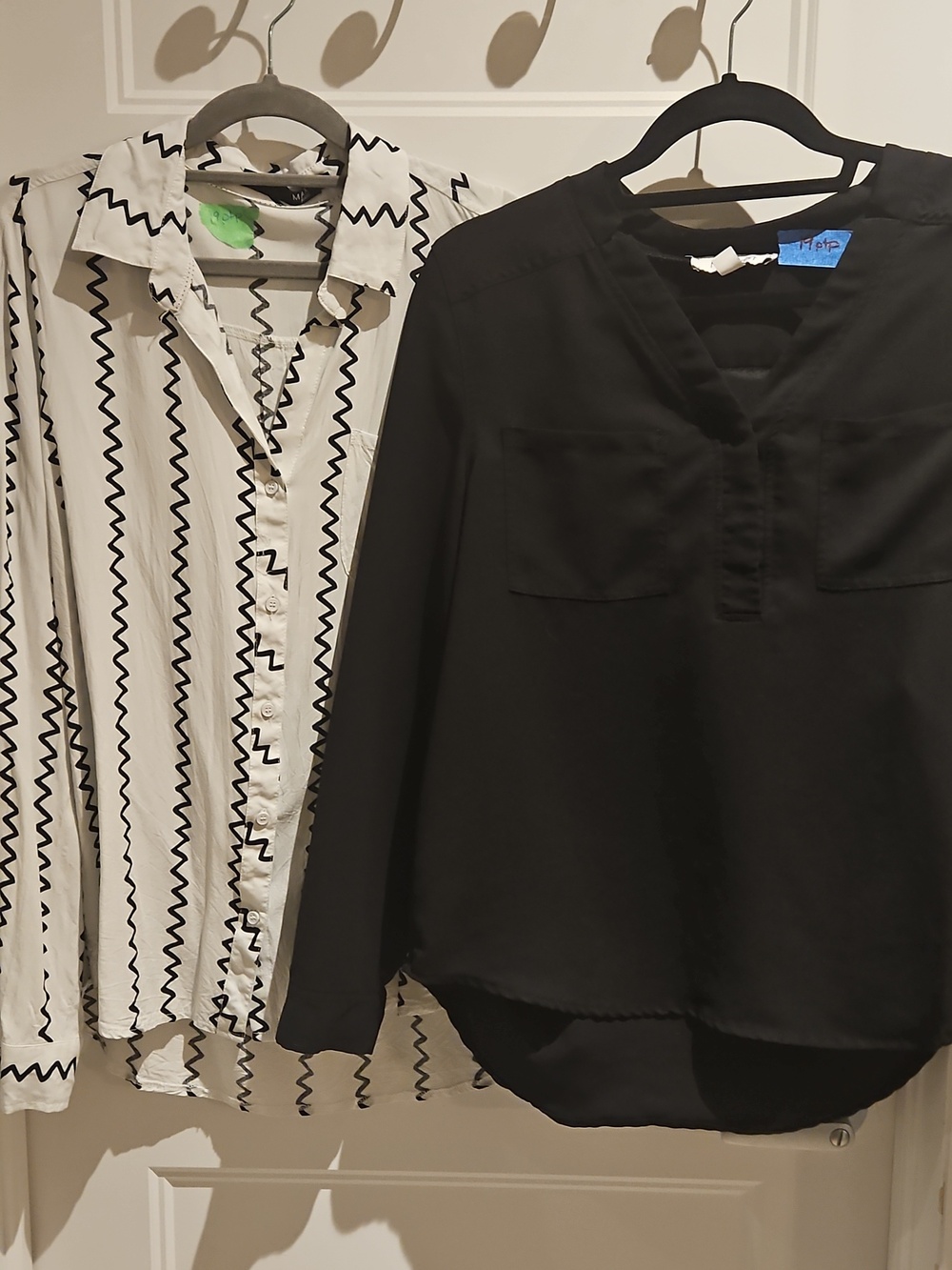 Set of 2 Professional Blouses: Max Jeans Geometric & Nine West Classic Black